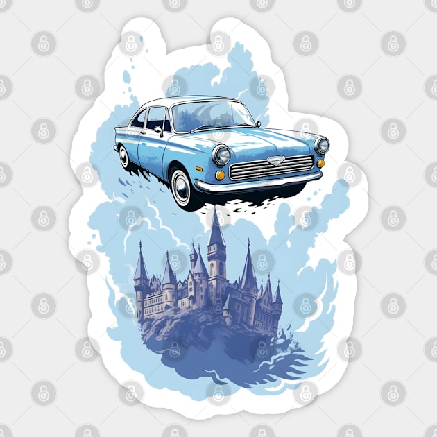 Flying Car - Wizard Sticker by Fenay-Designs